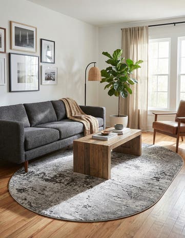 Gray Leipzig Oval Rug