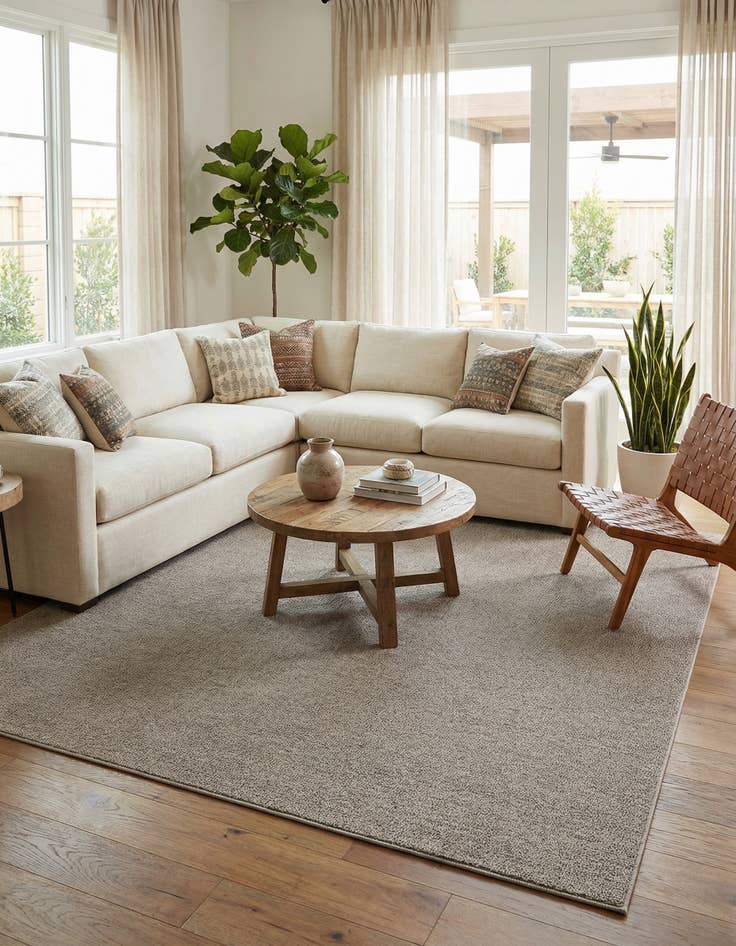 Detail image of 7' 10 x 7' 10  Washable Solid Indoor / Outdoor Square Rug