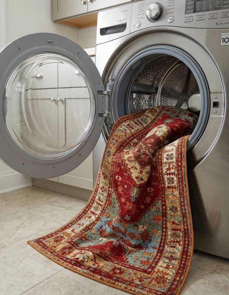 Detail image of  2' 7 x 12'  Washable Traditional Indoor / Outdoor Runner Rug