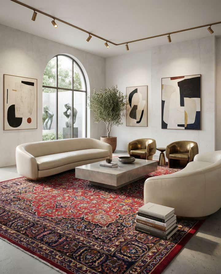 9' 6 x 12' 9 Hand Knotted Mashad Persian Wool Rug