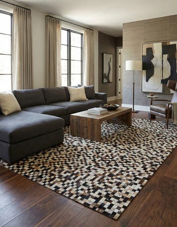 8' 1 x 9' 9 Cowhide Leather Rug