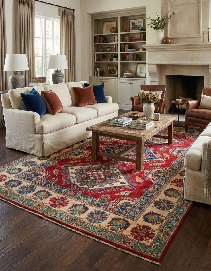 Detail image of  6' 6 x 9' 9  Hand Knotted Kazak Rug