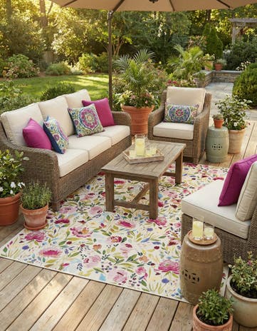 7' 10 x 10' Easy-Clean Botanical Indoor / Outdoor Rug