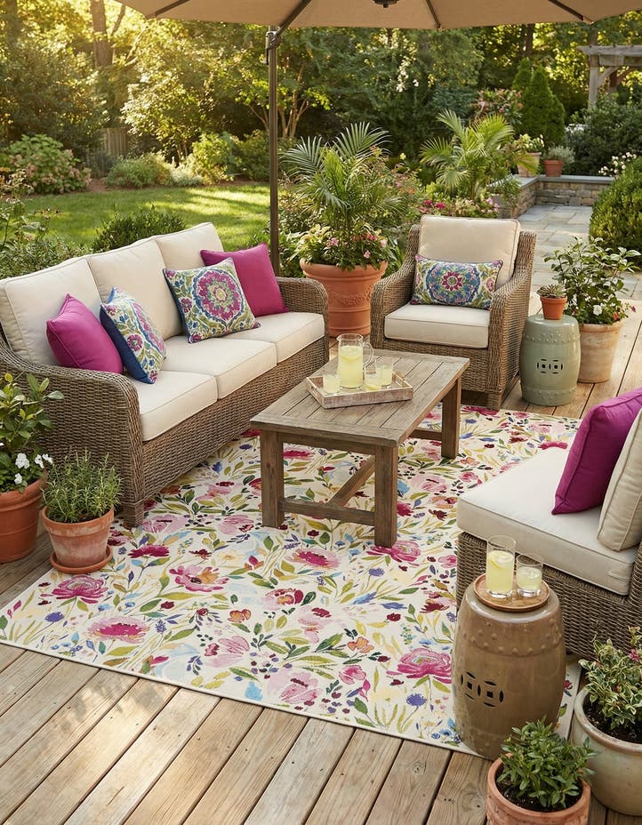 7' 10 x 10' Easy-Clean Botanical Indoor / Outd...