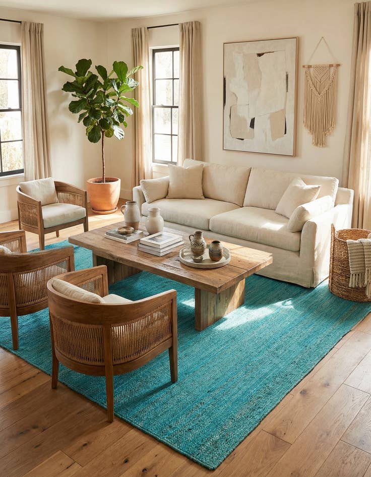 Detail image of 9' 2 x 9' 2  Hand Braided Jute Square Rug