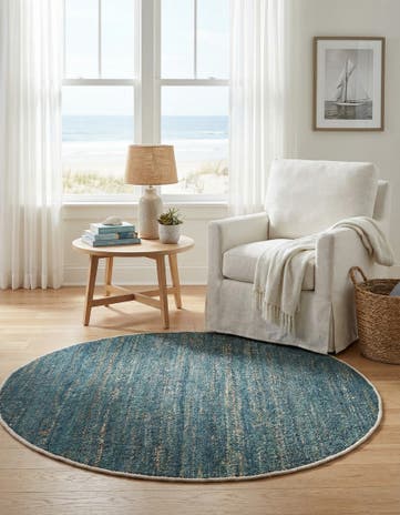 4' 1 x 4' 1 Hand Woven Palm Beach Jute Round Rug