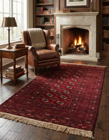 3' 5 x 6' 4 Hand Knotted Afghan Akhche Wool Rug