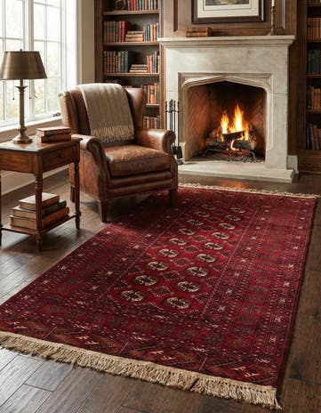 3' 5 x 6' 4 Hand Knotted Afghan Akhche Wool Rug