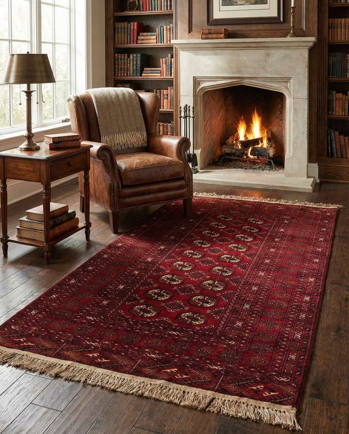 3' 5 x 6' 4 Hand Knotted Afghan Akhche Wool Rug