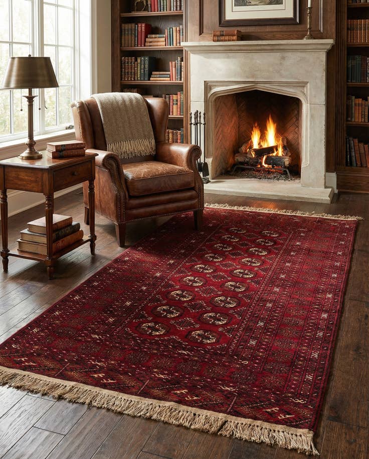 Detail image of 3' 5 x 6' 4 Hand Knotted Afghan Akhche Wool Rug