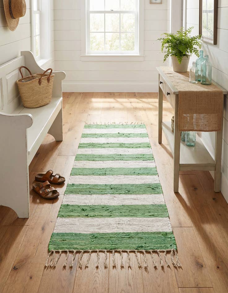 Detail image of  2' 2 x 6' 1  Hand Woven Chindi Rag Runner Rug