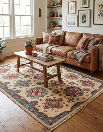 5' 9 x 7' 8 Hand Knotted Kazak Rug