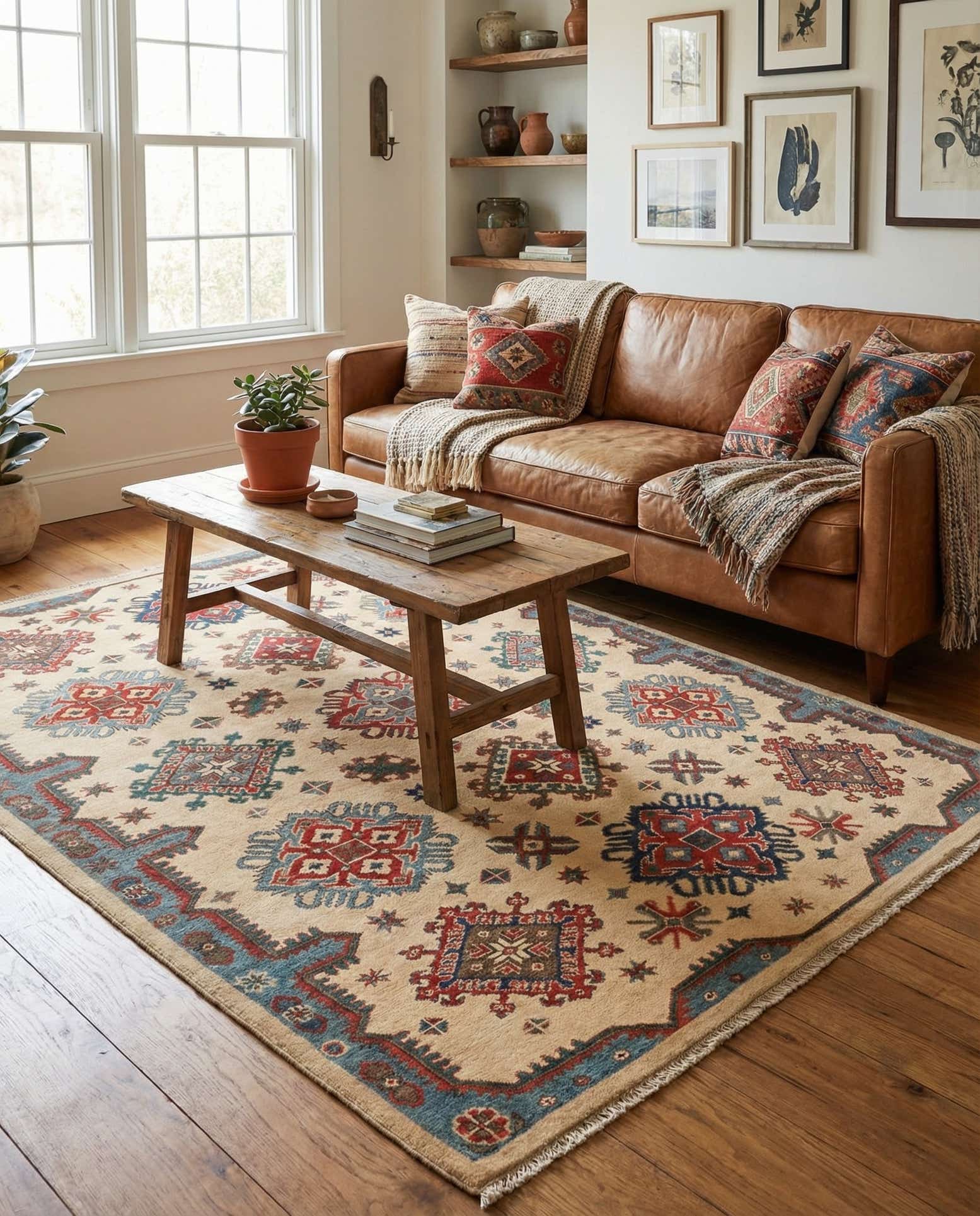 5' 9 x 7' 8 Hand Knotted Kazak Rug
