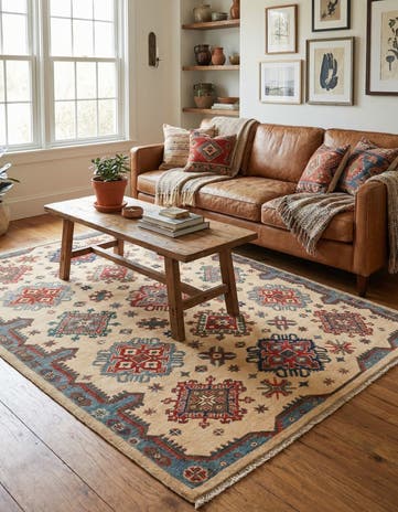 5' 9 x 7' 8 Hand Knotted Kazak Rug