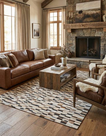 5' x 7' 10 Cowhide Leather Rug