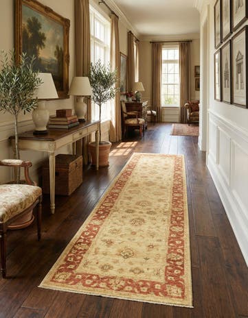 2' 9 x 9' 9 Hand Knotted Peshawar Ziegler Runner Rug