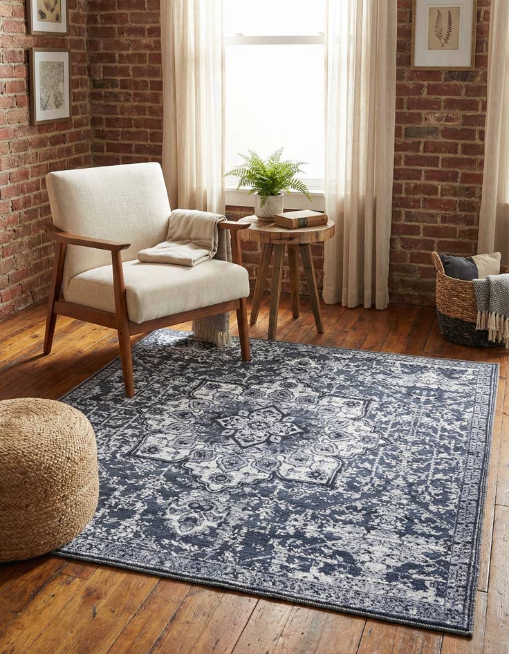 Detail image of  5' 3 x 5' 3  Washable Francesca Square Rug