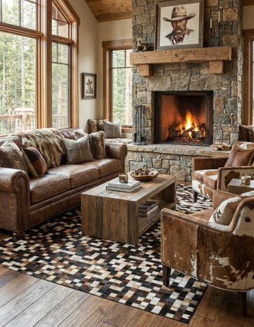 5' x 7' 10 Cowhide Leather Rug