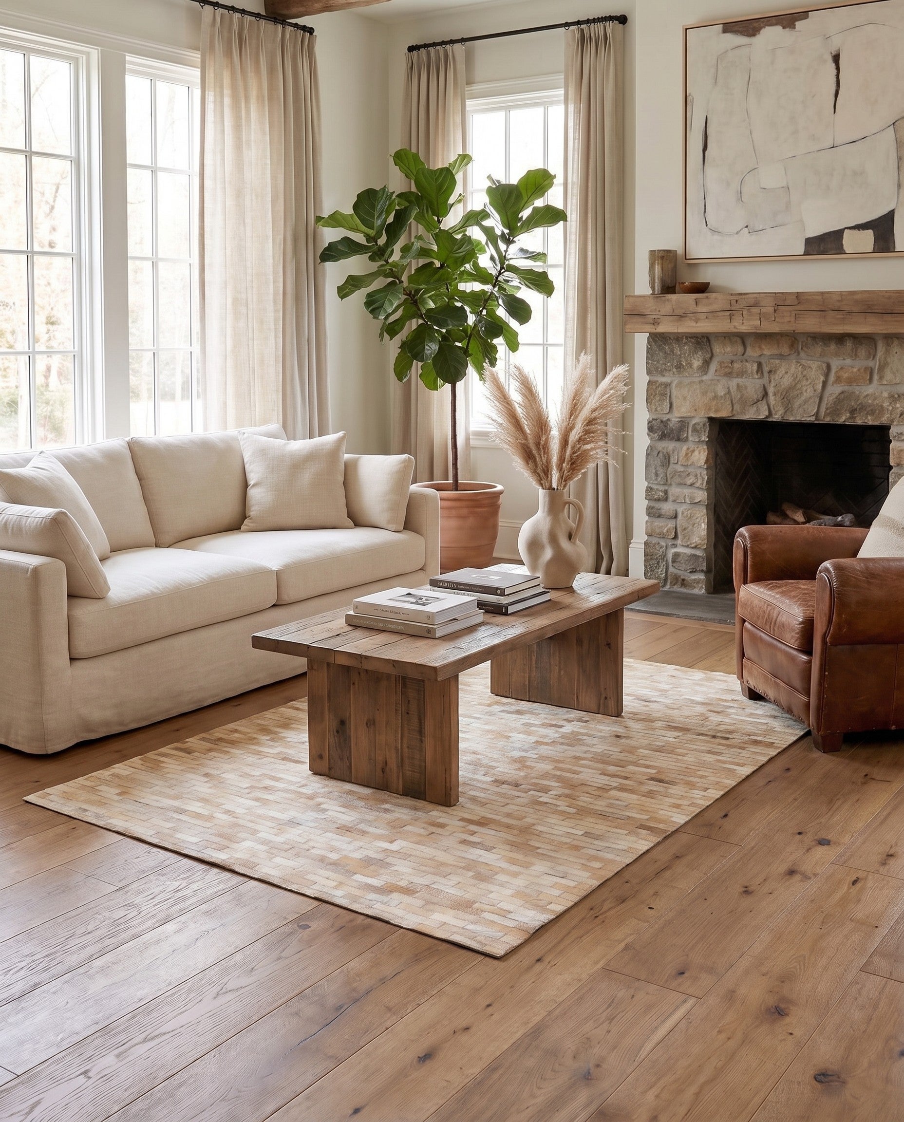 4' 8 x 6' 7 Cowhide Rug
