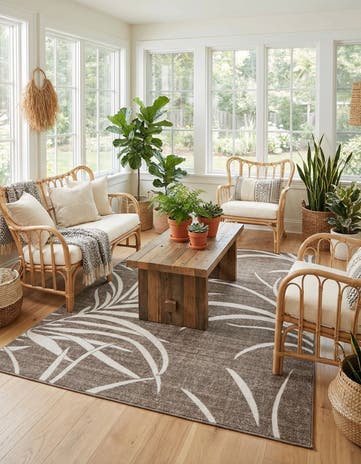 8' x 10' Easy-Clean Botanical Indoor / Outdoor Rug