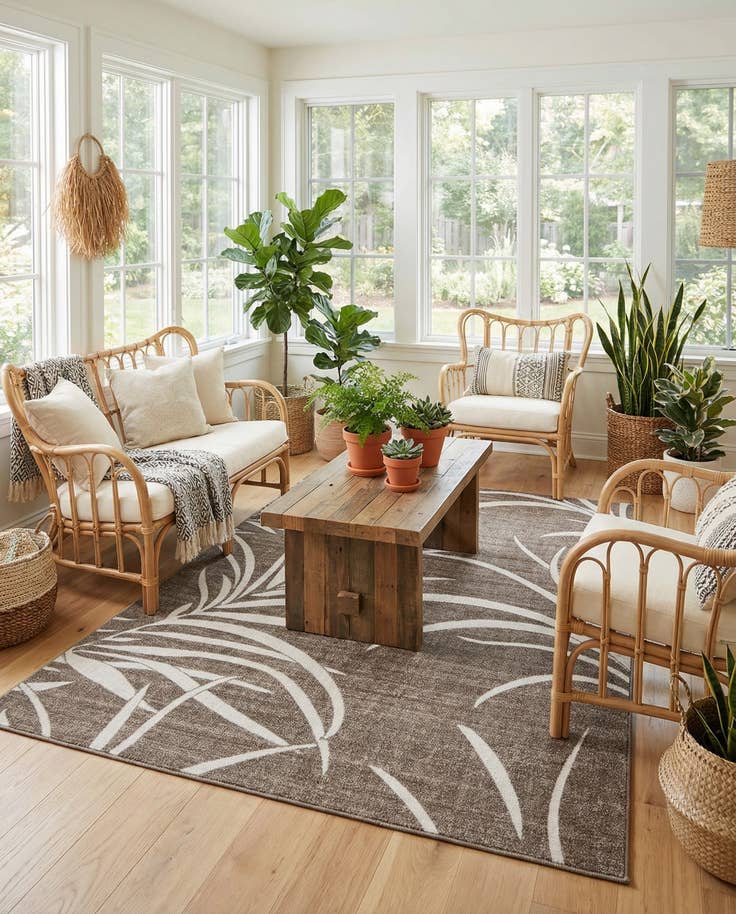 Detail image of 8' x 10' Easy-Clean Botanical Indoor / Outdoor Rug