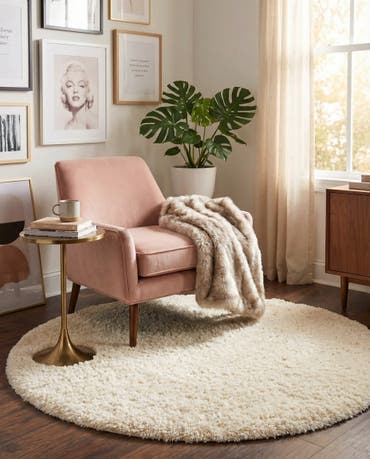  3' 3 x 3' 3 Marilyn Monroe&trade; Shag Round Rug