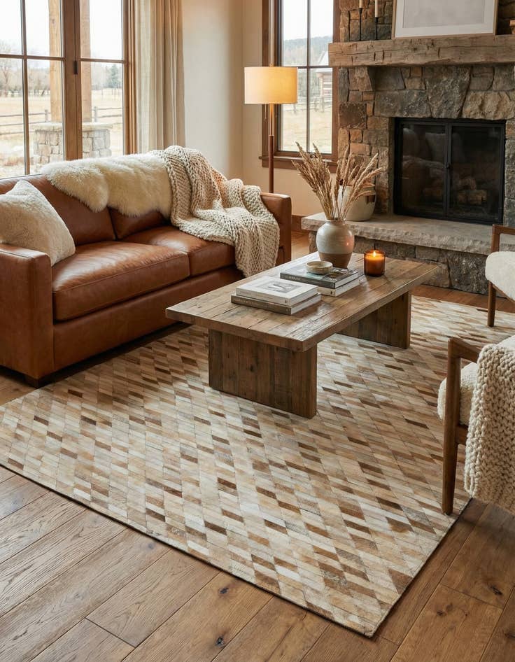 Detail image of  5' 1 x 7' 11 Cowhide - Patchwork Rug