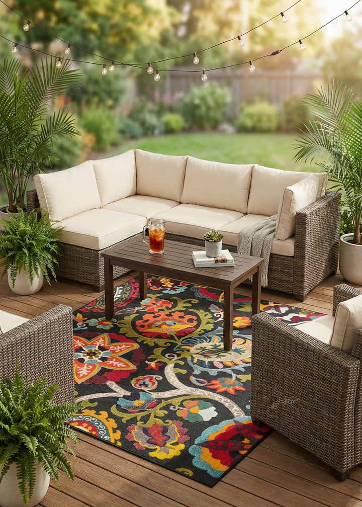 7' 10 x 7' 10 Easy-Clean Casablanca Indoor / Outdoor Square Rug
