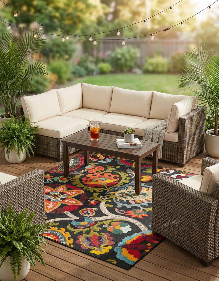 Detail image of 7' 10 x 7' 10 Easy-Clean Casablanca Indoor / Outdoor Square Rug