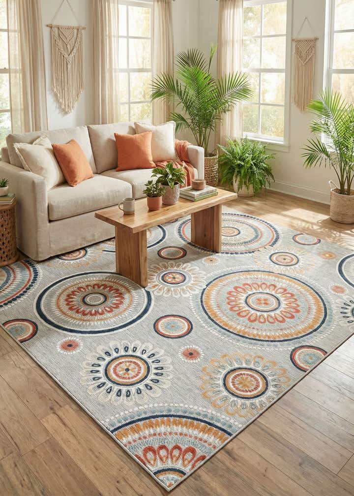 9' 9 x 12' Easy-Clean Botanical Indoor / Outdoor Rug