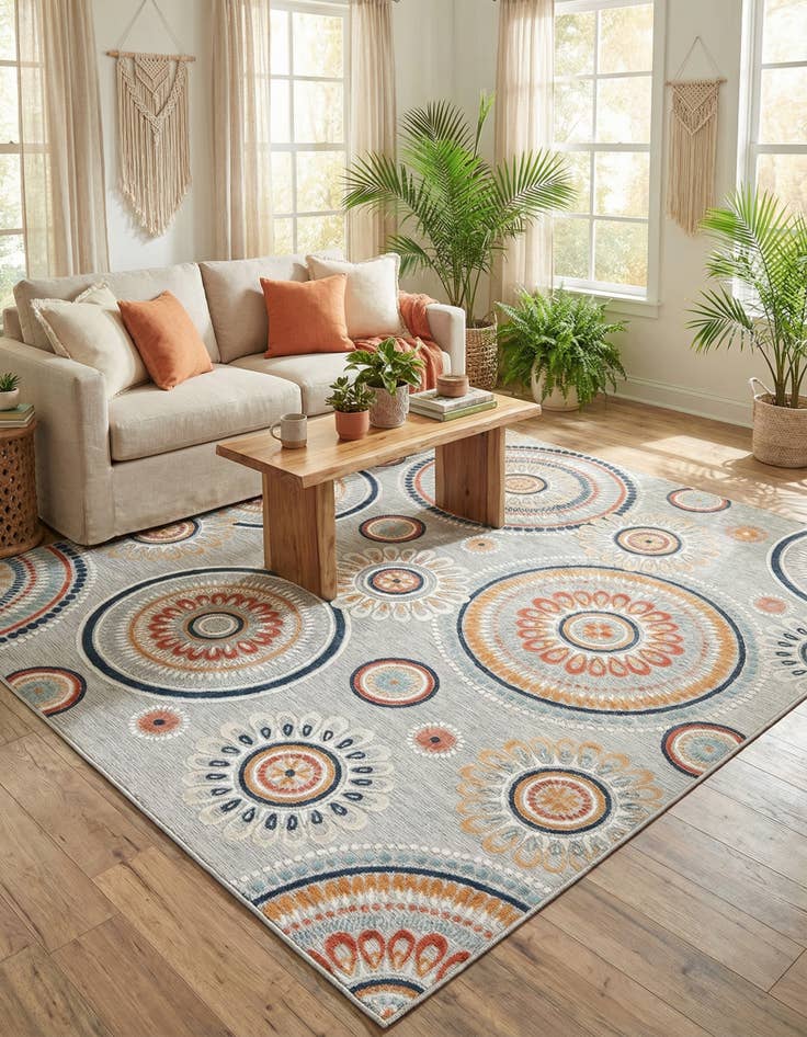 Detail image of  9' 9 x 12'  Washable Botanical Indoor / Outdoor Rug