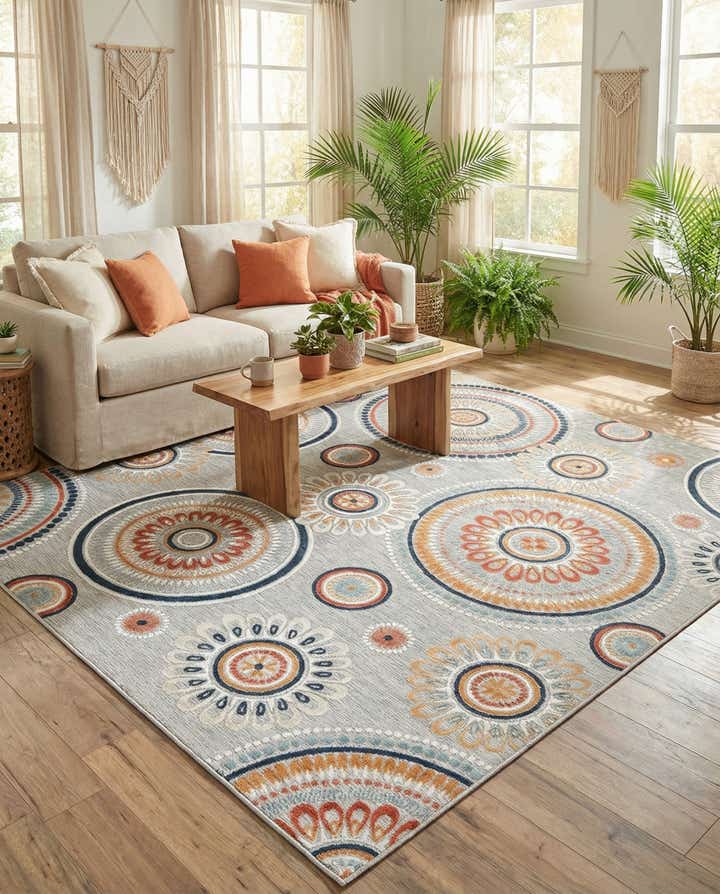 9' 9 x 12' Easy-Clean Botanical Indoor / Outdoor Rug