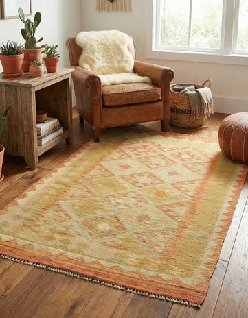 3' 2 x 5' Hand Woven Kilim Waziri Wool Rug