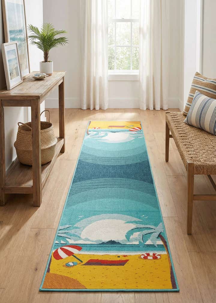 2' 7 x 12' Easy-Clean Coastal Indoor / Outdoor Runner Rug