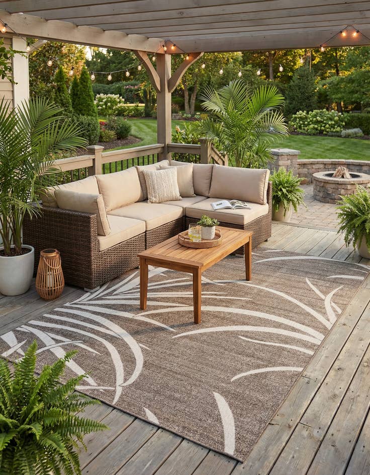 Detail image of 6' x 9'  Washable Botanical Indoor / Outdoor Rug