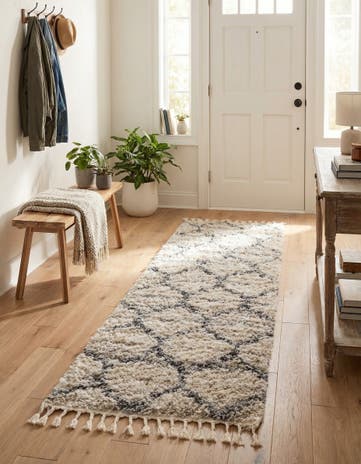 Beige Athena Shag Runner Rug