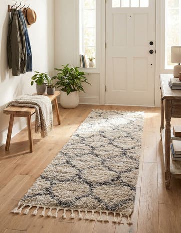 Beige Athena Shag Runner Rug