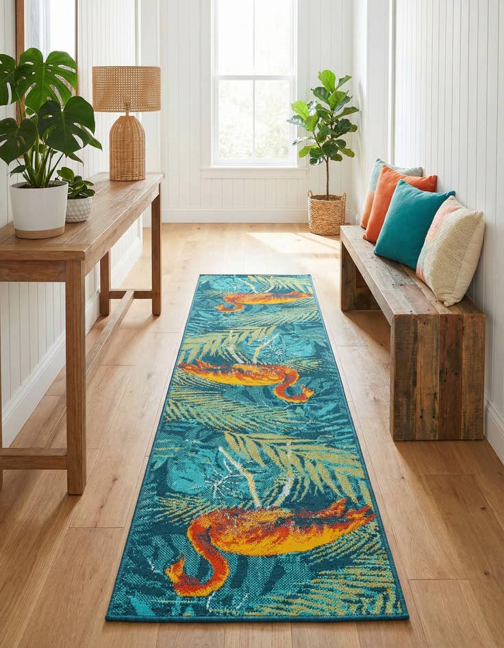 Detail image of 2' x 8'  Washable Coastal Indoor / Outdoor Runner Rug