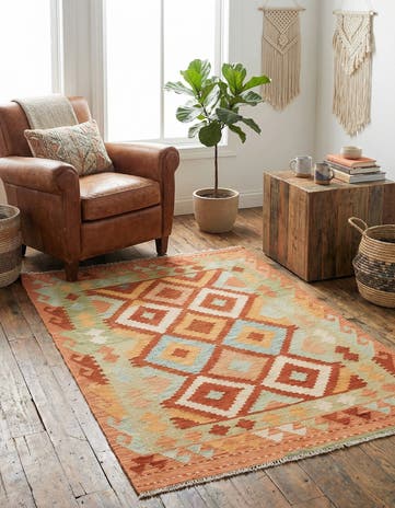 3' x 4' 10 Hand Woven Kilim Waziri Wool Rug