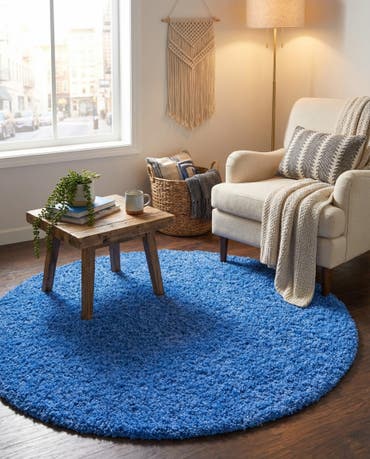  3' x 3' Solid Shag Round Rug