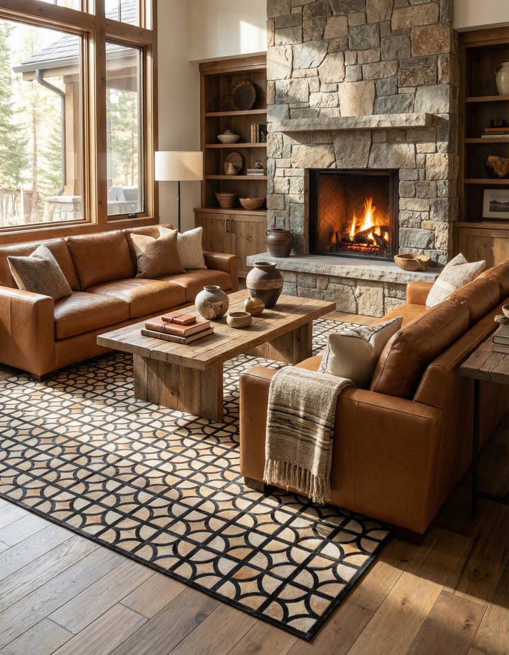 Detail image of 8' 2 x 10' Cowhide Leather Rug