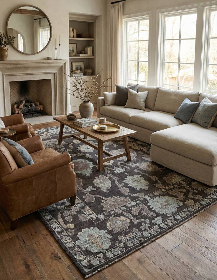 Detail image of 10' 1 x 14' 6  Hand Knotted Oushak Wool Rug