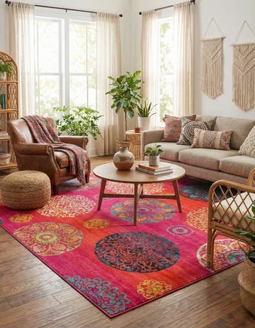Rust Red Azalea Square Rug