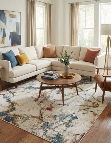 White Navy Gemstone Rug