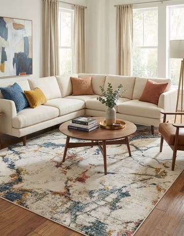 White Navy Gemstone Rug