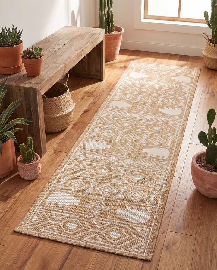 2' x 8' Easy-Clean Southwestern Indoor / Outdoor Runner Rug
