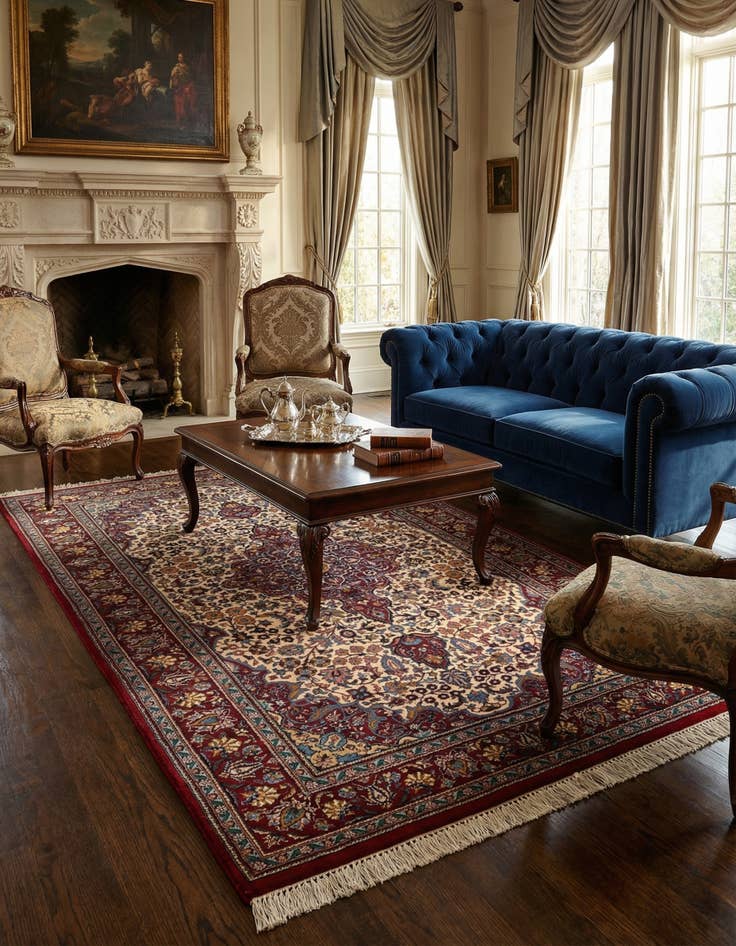 Detail image of 4' x 6' 8  Hand Knotted Isfahan Wool Rug