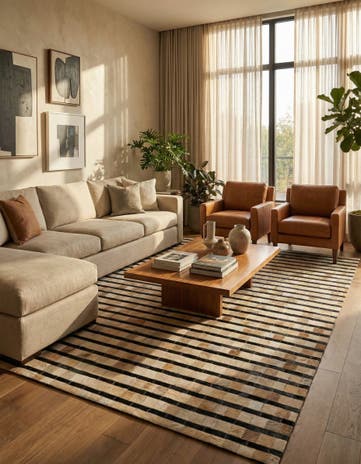 5' 1 x 7' 10 Cowhide Leather Rug