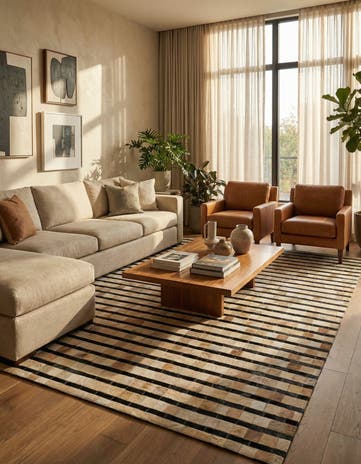 5' 1 x 7' 10 Cowhide Leather Rug