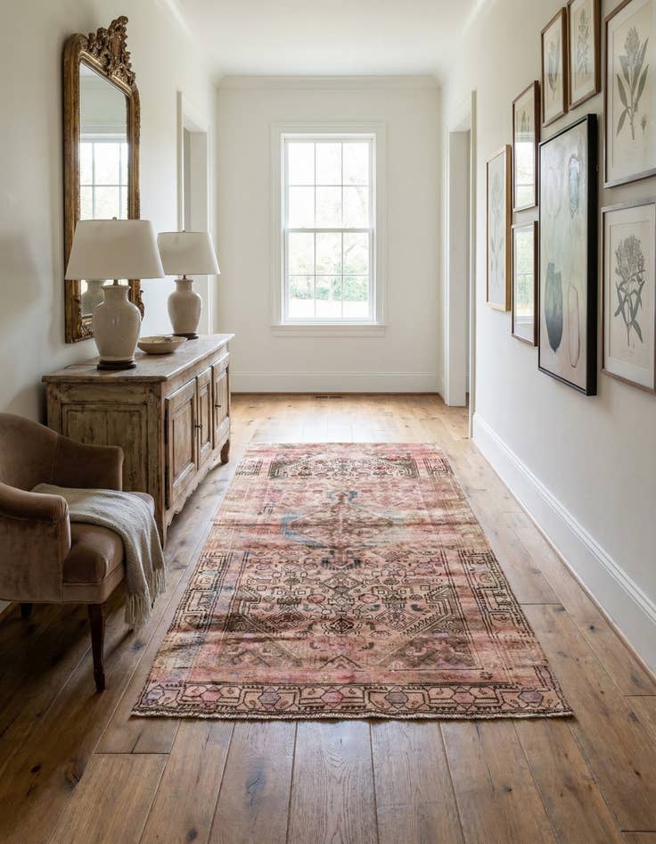 Detail image of 4' 1 x 8' 2  Hand Knotted Ultra Vintage Persian Wool Runner Rug